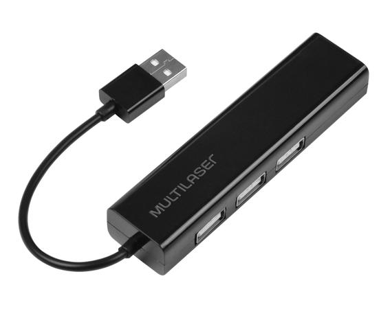 Conversor Ac. Hub Usb 2.0 3 Portas + Rj45 Fêmea Preto - AC304 - Multilaser Menor preço em Conversor Ac. Hub Usb 2.0 3 Portas + Rj45 Fêmea Preto - AC304 - Multilaser