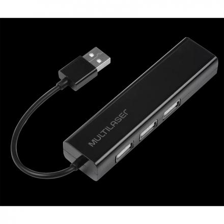 Conversor Ac. Hub USB 2.0 3 Portas + Rj45 Fêmea Preto Multil - Multilaser Menor preço em Conversor Ac. Hub USB 2.0 3 Portas + Rj45 Fêmea Preto Multil - Multilaser