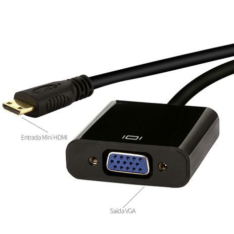 Conversor Adaptador Mini HDMI para VGA - Cirilo cabos Menor preço em Conversor Adaptador Mini HDMI para VGA - Cirilo cabos