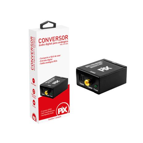 Conversor de Audio Digital para Analógico Saida Rca - PIX Chip Sce Menor preço em Conversor de Audio Digital para Analógico Saida Rca - PIX Chip Sce