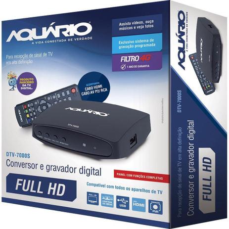 Conversor Digital Aquário Dtv-7000 Hdtv Gravador + Cabo Hdmi - Elsys Menor preço em Conversor Digital Aquário Dtv-7000 Hdtv Gravador + Cabo Hdmi - Elsys