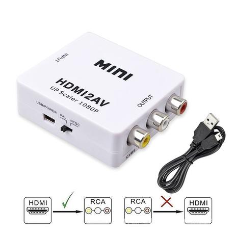 Conversor HDMI Para RCA Áudio e Vídeo 1080p FullHD - KMSEG Menor preço em Conversor HDMI Para RCA Áudio e Vídeo 1080p FullHD - KMSEG