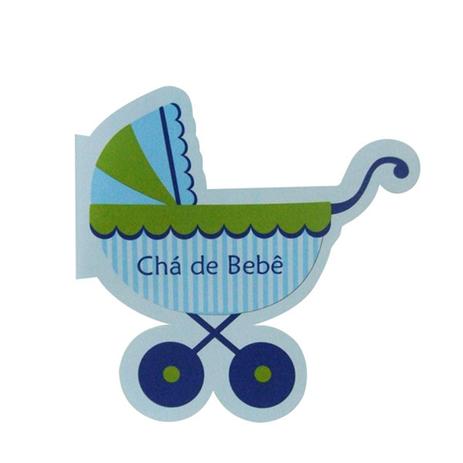 Convite Chá de Bebê Carrinho Azul 08 unidades Duster - Festabox Menor preço em Convite Chá de Bebê Carrinho Azul 08 unidades Duster - Festabox
