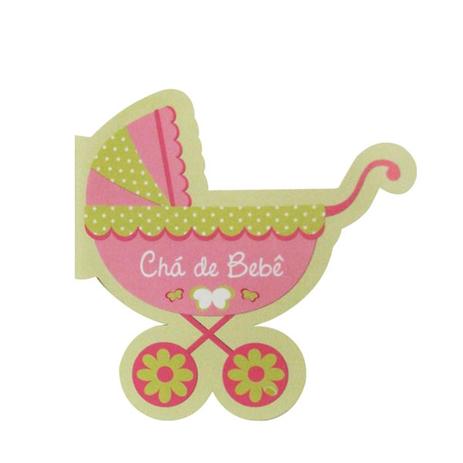 Convite Chá de Bebê Carrinho Rosa 08 unidades Duster - Festabox Menor preço em Convite Chá de Bebê Carrinho Rosa 08 unidades Duster - Festabox