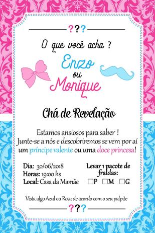 Convite Personalizado Chá Revelação 15x10 - Aluá festas Menor preço em Convite Personalizado Chá Revelação 15x10 - Aluá festas