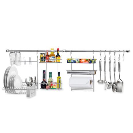 Cook Home 10 Barra Suspensa em Aço Suporte p/ Escorredor Porta Rolo/Tempero Ganchos - Arthi Menor preço em Cook Home 10 Barra Suspensa em Aço Suporte p/ Escorredor Porta Rolo/Tempero Ganchos - Arthi