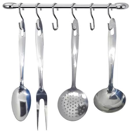 Cook home 6052 Cozinha Suspensa Kit Utensílios Ganchos Barra Concha Garfo Escumadeira Colher Aço - Kit Customizado Menor preço em Cook home 6052 Cozinha Suspensa Kit Utensílios Ganchos Barra Concha Garfo Escumadeira Colher Aço - Kit Customizado