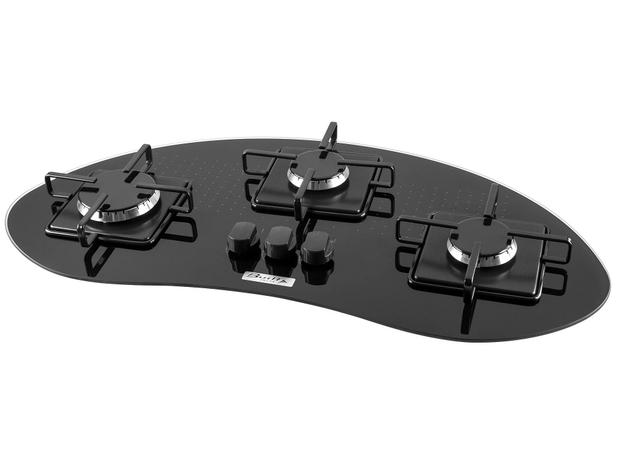 Cooktop 3 Bocas Built Preto a Gás GLP - BLT 3Q DELTA PR