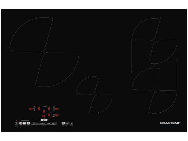 Cooktop 4 Bocas Brastemp BDJ80 AEBNA Indução - Vitrocerâmico Timer Desligamento Automático Menor preço em Cooktop 4 Bocas Brastemp BDJ80 AEBNA Indução - Vitrocerâmico Timer Desligamento Automático