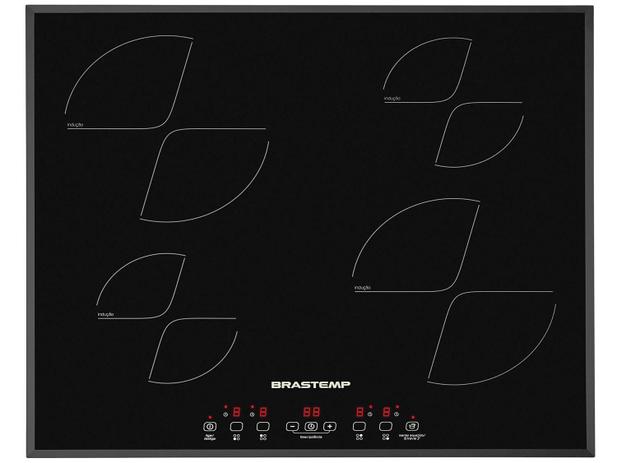 Cooktop 4 Bocas Indução Brastemp Vitrocerâmico - com Timer Preto Acendimento Automático BDJ62AE