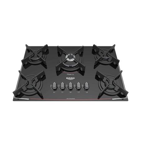 Cooktop 5 Bocas a Gás Dako Acendimento Automático Turbo Glass Menor preço em Cooktop 5 Bocas a Gás Dako Acendimento Automático Turbo Glass