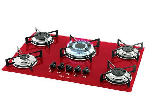 Cooktop 5 bocas fischer vermelho
