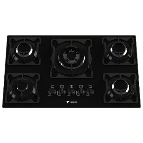 Cooktop a Gás 5 Bocas Venax Arena Preto Bivolt Menor preço em Cooktop a Gás 5 Bocas Venax Arena Preto Bivolt