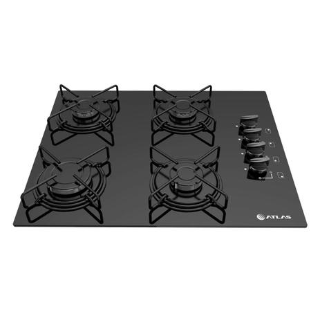 Cooktop a Gas Atlas com 4 Bocas Agile com Mesa de Vidro Preto Bivolt Menor preço em Cooktop a Gas Atlas com 4 Bocas Agile com Mesa de Vidro Preto Bivolt