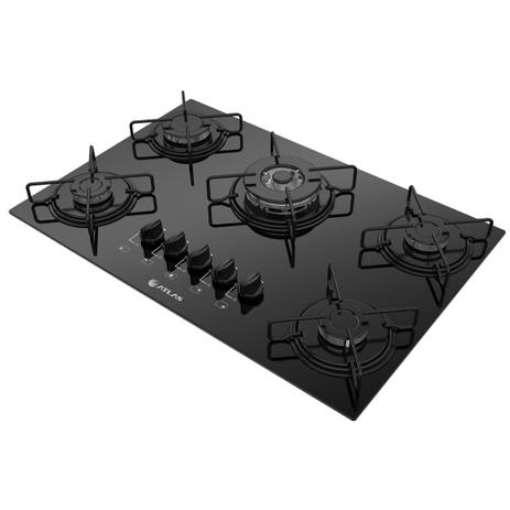 Cooktop Atlas 5 Bocas com tripla chama - Agile com Acendimento Super Automático + Trempes em aço esmaltado - Bivolt - Atlas eletrodomésticos Menor preço em Cooktop Atlas 5 Bocas com tripla chama - Agile com Acendimento Super Automático + Trempes em aço esmaltado - Bivolt - Atlas eletrodomésticos