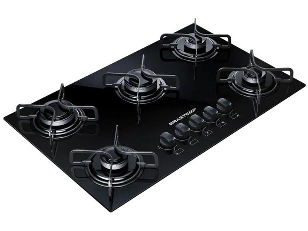 Cooktop Brastemp 5 Bocas com Vidro Temperado Preto - Acendimento Super Automático BDD75AE Bivolt