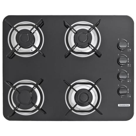 Cooktop Gás Tramontina Glass Brasil 4Gg 55 Preto Menor preço em Cooktop Gás Tramontina Glass Brasil 4Gg 55 Preto