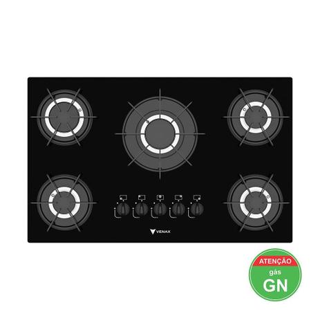 Cooktop sognare 5 q preto gás natural - venax Menor preço em Cooktop sognare 5 q preto gás natural - venax