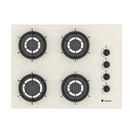 Cooktop Volare 4 Q Bivolt Gás GLP Champagne - VENAX Menor preço em Cooktop Volare 4 Q Bivolt Gás GLP Champagne - VENAX