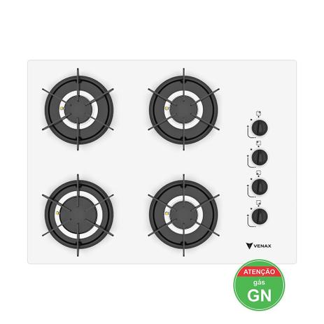 Cooktop Volare 4 Q Bivolt Gás Natural Branco - VENAX Menor preço em Cooktop Volare 4 Q Bivolt Gás Natural Branco - VENAX