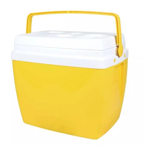 Cooler Caixa Térmica 34l Amarela C/ Alça E Porta Copos Mor Menor preço em Cooler Caixa Térmica 34l Amarela C/ Alça E Porta Copos Mor