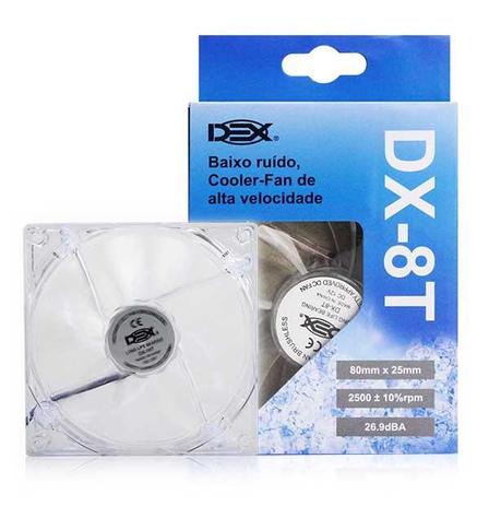 Cooler fan 8 por 8 transparente colorido branco - 8t - Dex Menor preço em Cooler fan 8 por 8 transparente colorido branco - 8t - Dex