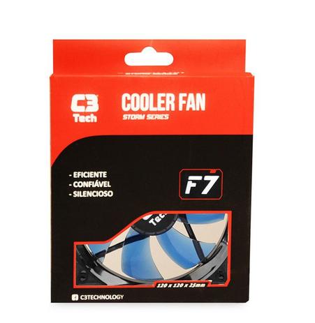 Cooler FAN C3Tech Storm 120mm F7-L100BL - C3 tech Menor preço em Cooler FAN C3Tech Storm 120mm F7-L100BL - C3 tech