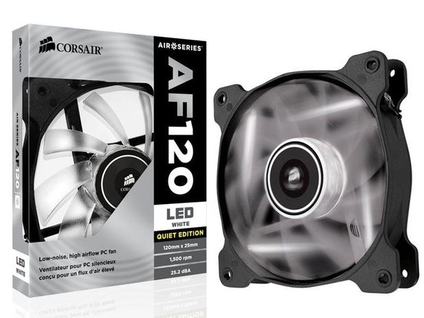 Cooler para Gabinete Corsair AF120 120MM Quiet Edition com LED BRANC CO-9050015-WLED Menor preço em Cooler para Gabinete Corsair AF120 120MM Quiet Edition com LED BRANC CO-9050015-WLED