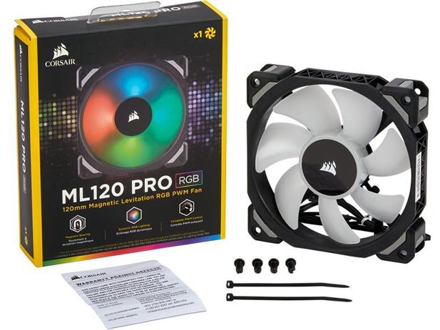Cooler para gabinete corsair co-9050075-ww ml120 pro rgb led pwm 120mm pack com 01 und Menor preço em Cooler para gabinete corsair co-9050075-ww ml120 pro rgb led pwm 120mm pack com 01 und