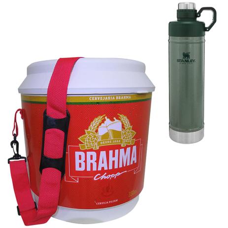 Cooler Térmico Brahma 20L 12 Latas + Garrafa Térmica Stanley 750ml Classic Verde - Ambev Menor preço em Cooler Térmico Brahma 20L 12 Latas + Garrafa Térmica Stanley 750ml Classic Verde - Ambev