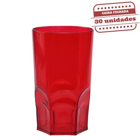 Copo Big Whisky Acrílico Vermelho 600ml 30 unidades Bezavel - Festabox Menor preço em Copo Big Whisky Acrílico Vermelho 600ml 30 unidades Bezavel - Festabox