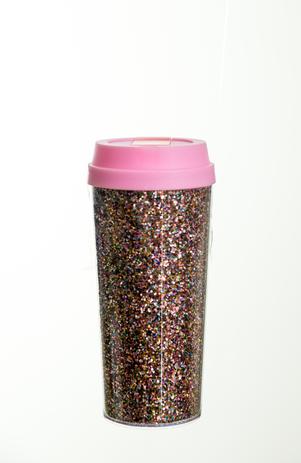 Copo Com Canudo Tampa Brilhoso Plástico 450ml Rosa - Cromus Menor preço em Copo Com Canudo Tampa Brilhoso Plástico 450ml Rosa - Cromus