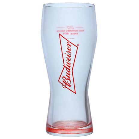 Copo de Cerveja Budweiser Estampa Vermelha 400ml - Gravata GlobImports Menor preço em Copo de Cerveja Budweiser Estampa Vermelha 400ml - Gravata GlobImports