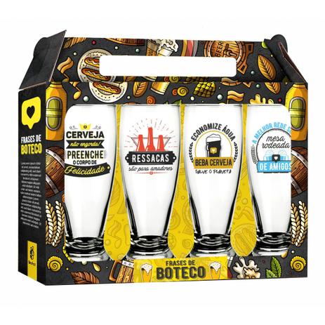 Copo De Chopp Frases Boteco Cerveja Tulipa Vidro - Kit 4un - Brasfoot Menor preço em Copo De Chopp Frases Boteco Cerveja Tulipa Vidro - Kit 4un - Brasfoot