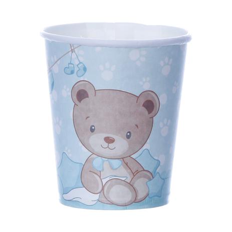 Menor preço em Copo de Papel Descartável Baby Ursinho Azul de 200ml Pacote com 8 Unidades Festcolor