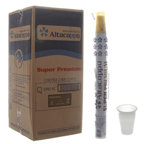 Copo de Plástico Descartável PP Branco de 80ml Caixa com 2500un Altacoppo Menor preço em Copo de Plástico Descartável PP Branco de 80ml Caixa com 2500un Altacoppo