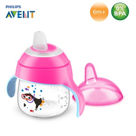 Copo de Transição Antivazamento 200ml Pinguim Philips Avent 6m+ Rosa Menor preço em Copo de Transição Antivazamento 200ml Pinguim Philips Avent 6m+ Rosa