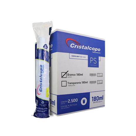 Copo Descartável Branco ABNT2012 180 ml Cristalcopo com 2.500 unidades Menor preço em Copo Descartável Branco ABNT2012 180 ml Cristalcopo com 2.500 unidades