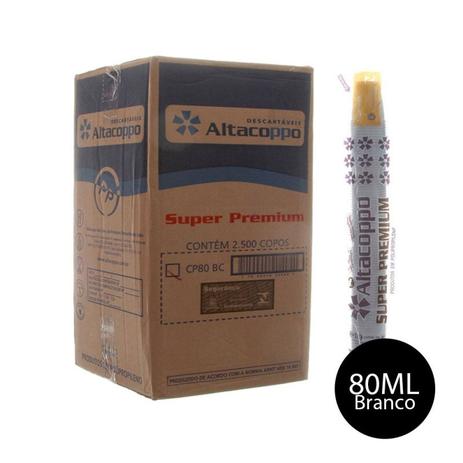 Copo Descartavél Café Branco 80ml Altacoppo Caixa Com 2500 Unidades Menor preço em Copo Descartavél Café Branco 80ml Altacoppo Caixa Com 2500 Unidades