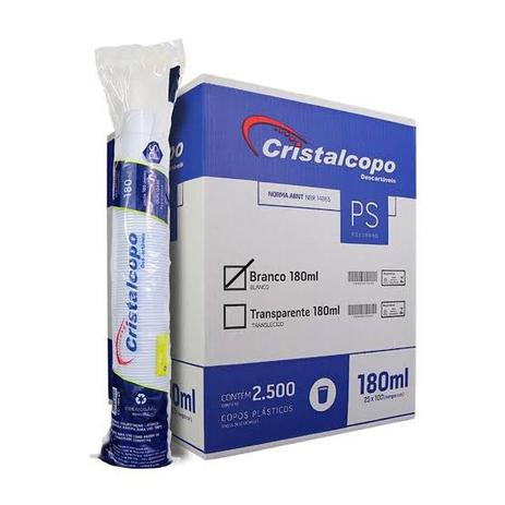 Copo Descartável Cristalcopo 180 ml - Cx. c/ 2.500 Unidades Menor preço em Copo Descartável Cristalcopo 180 ml - Cx. c/ 2.500 Unidades