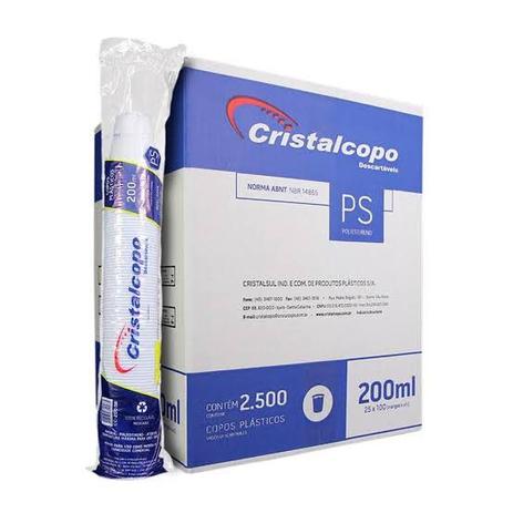 Copo Descartável Cristalcopo 200 ml - Cx. c/ 2.500 Unidades Menor preço em Copo Descartável Cristalcopo 200 ml - Cx. c/ 2.500 Unidades