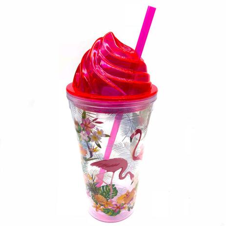 Copo Flamingo c/ Tampa Sorvete e Canudo Pink 500ml - Fwb é boa?