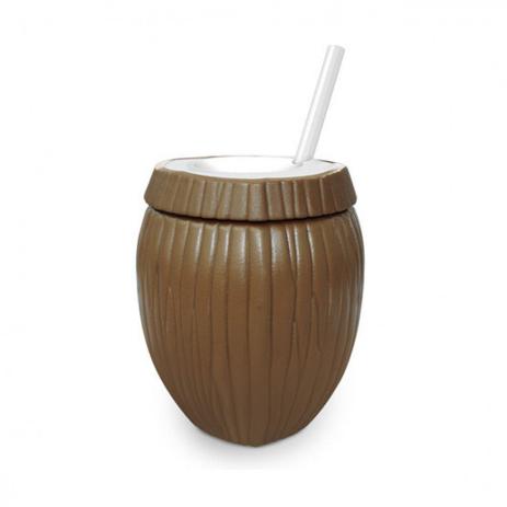 Copo Formato de Coco Marrom com Canudo 850 Ml Injetemp Menor preço em Copo Formato de Coco Marrom com Canudo 850 Ml Injetemp