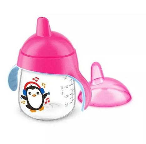 Copo Infantil Pinguim Rosa 260 Ml Bico Silicone Philips Avent 12M+ Menor preço em Copo Infantil Pinguim Rosa 260 Ml Bico Silicone Philips Avent 12M+