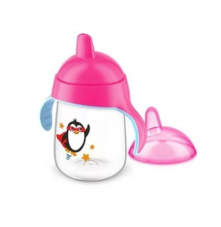 Menor preço em Copo Infantil Pinguim Rosa 340 Ml Bico Silicone Philips Avent 18M+