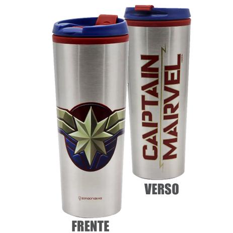 Copo Metal com tampa Capita Marvel 450ml - Zc Menor preço em Copo Metal com tampa Capita Marvel 450ml - Zc