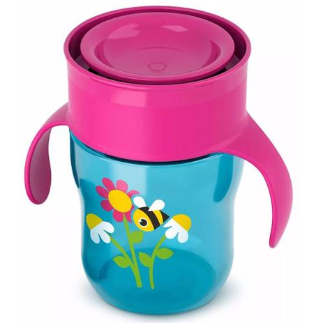 Copo Natural Avent Azul com Tampa Rosa Menor preço em Copo Natural Avent Azul com Tampa Rosa