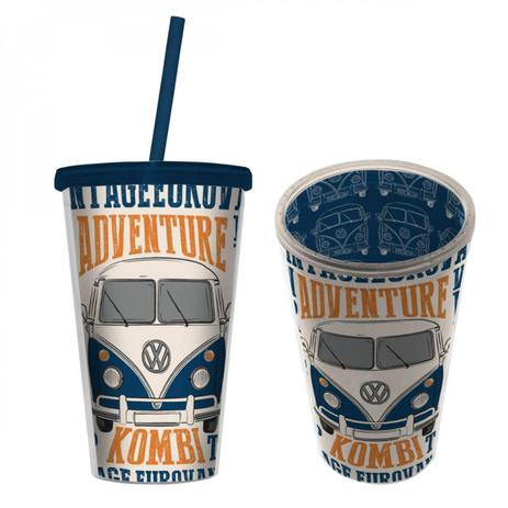 Copo Plástico com Tampa e Canudo VW Kombi Lovers 500ml VW Kombi Urban Azul Menor preço em Copo Plástico com Tampa e Canudo VW Kombi Lovers 500ml VW Kombi Urban Azul