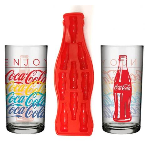 Copo Summer Coca Cola Vidro Jogo 2 Unidades 390ml Nadir e Forma de Gelo Mini Garrafas - Nadir e casambiente Menor preço em Copo Summer Coca Cola Vidro Jogo 2 Unidades 390ml Nadir e Forma de Gelo Mini Garrafas - Nadir e casambiente