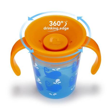 Copo Treinamento 360 Deco Azul/Laranja Baleia 177ml - Munchkin Menor preço em Copo Treinamento 360 Deco Azul/Laranja Baleia 177ml - Munchkin